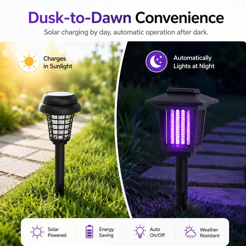 Mroace Solar Mosquito Zapper Light – Outdoor Garden Stake Lamp, UV Insect Killer & Solar Pathway Light