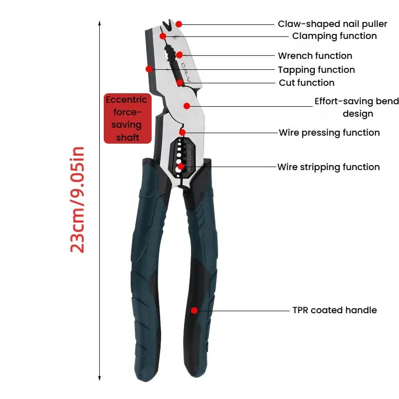Mroace Industrial Grade 9 in 1 Multi Function Cutting Pliers