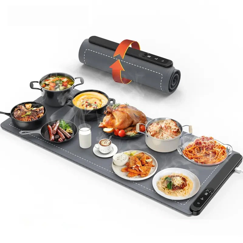 Mroace Roll-Up Electric Food Warming Mat 6 Heat Settings 6 Hour Timer