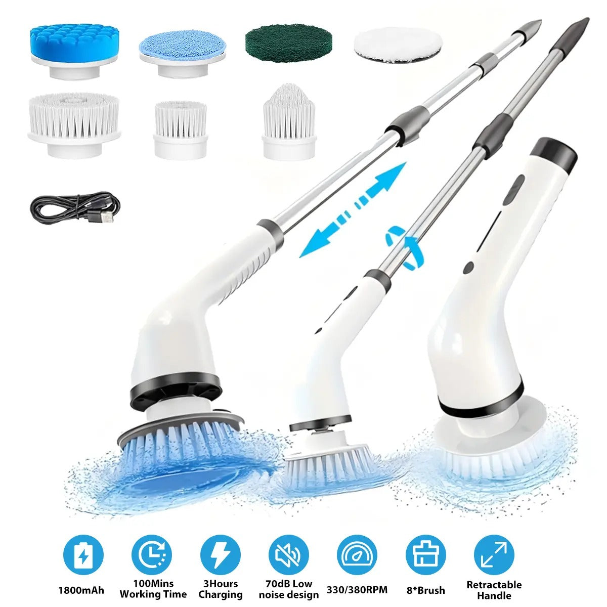 Mroace Cordless Waterproof Electric Spin Scrubber