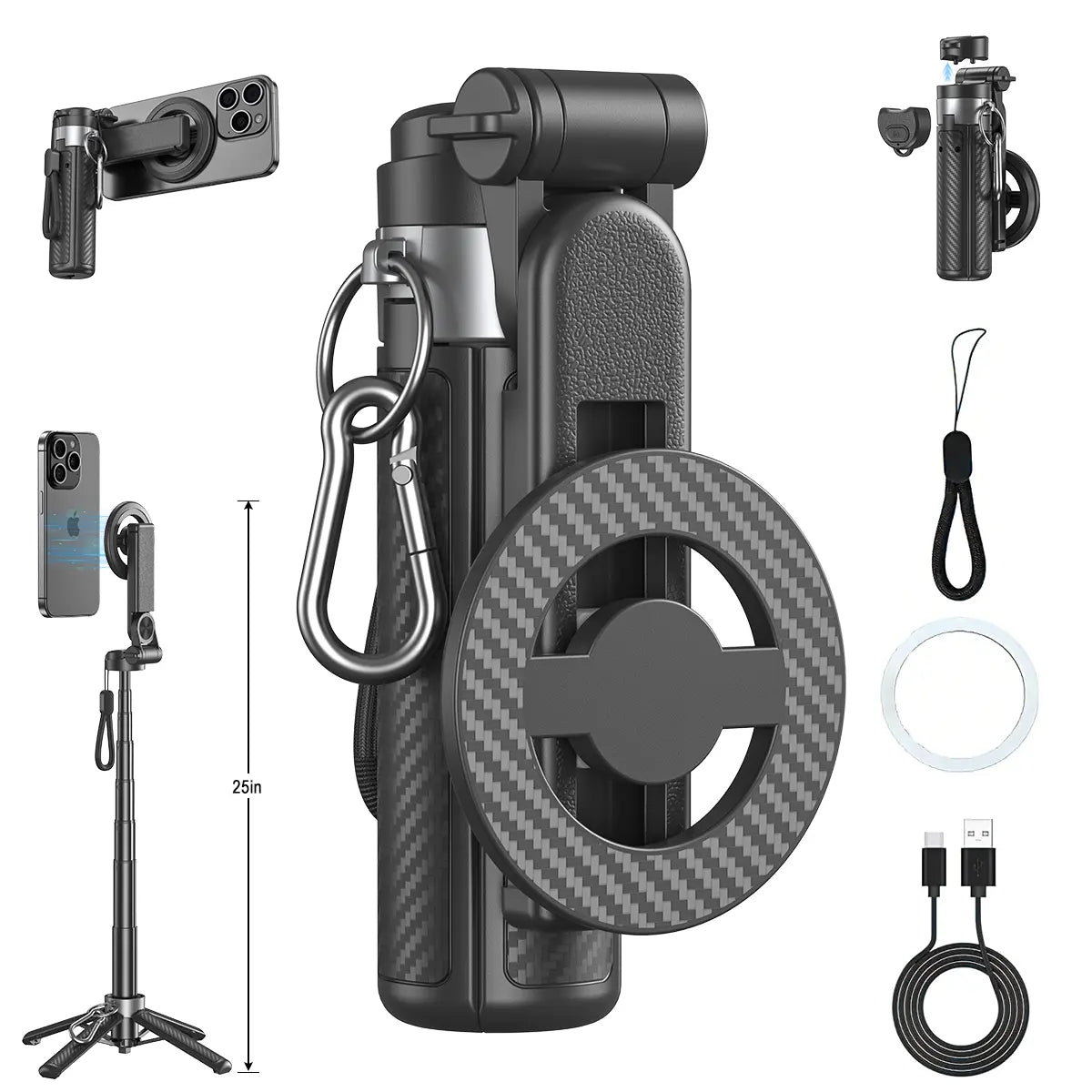 Mroace Magnetic Selfie Stick With Bluetooth Remote Control