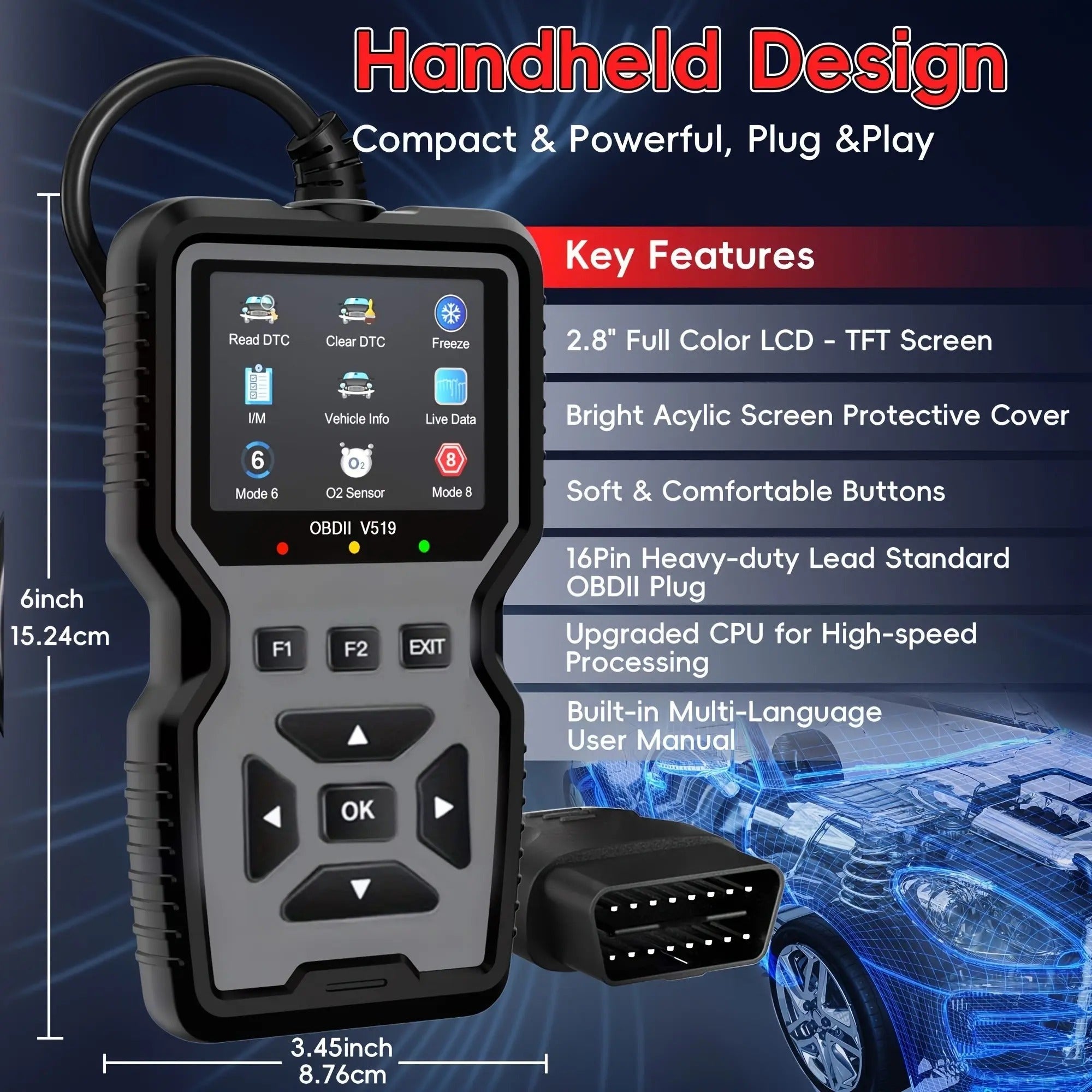 Mroace Handheld OBD Car Diagnostic Scanner