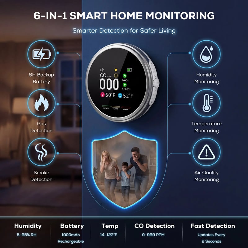 Mroace Portable Gas And Climate Safety Detector
