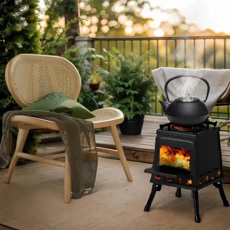 Portable Compact Cast Iron Wood - Image 2
