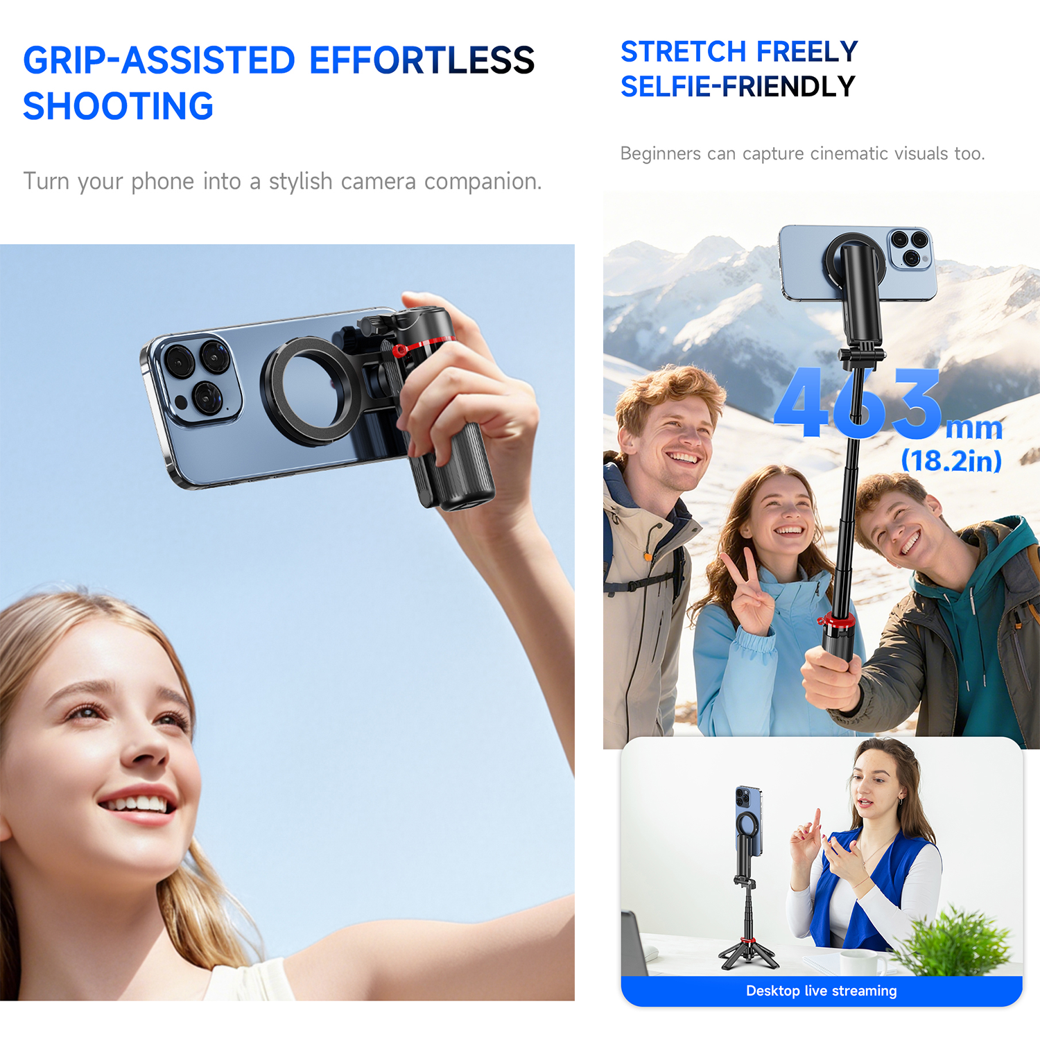 Mroace 4-in-1 Multifunctional Magnetic Selfie Stick