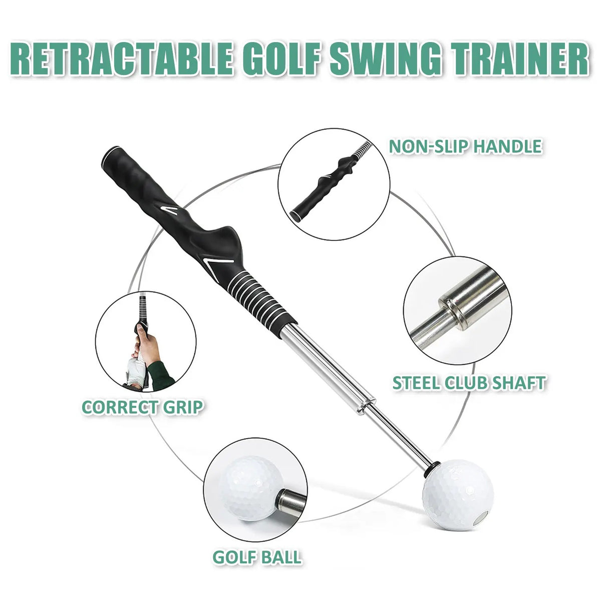 Mroace Retractable Golf Swing Training Aid