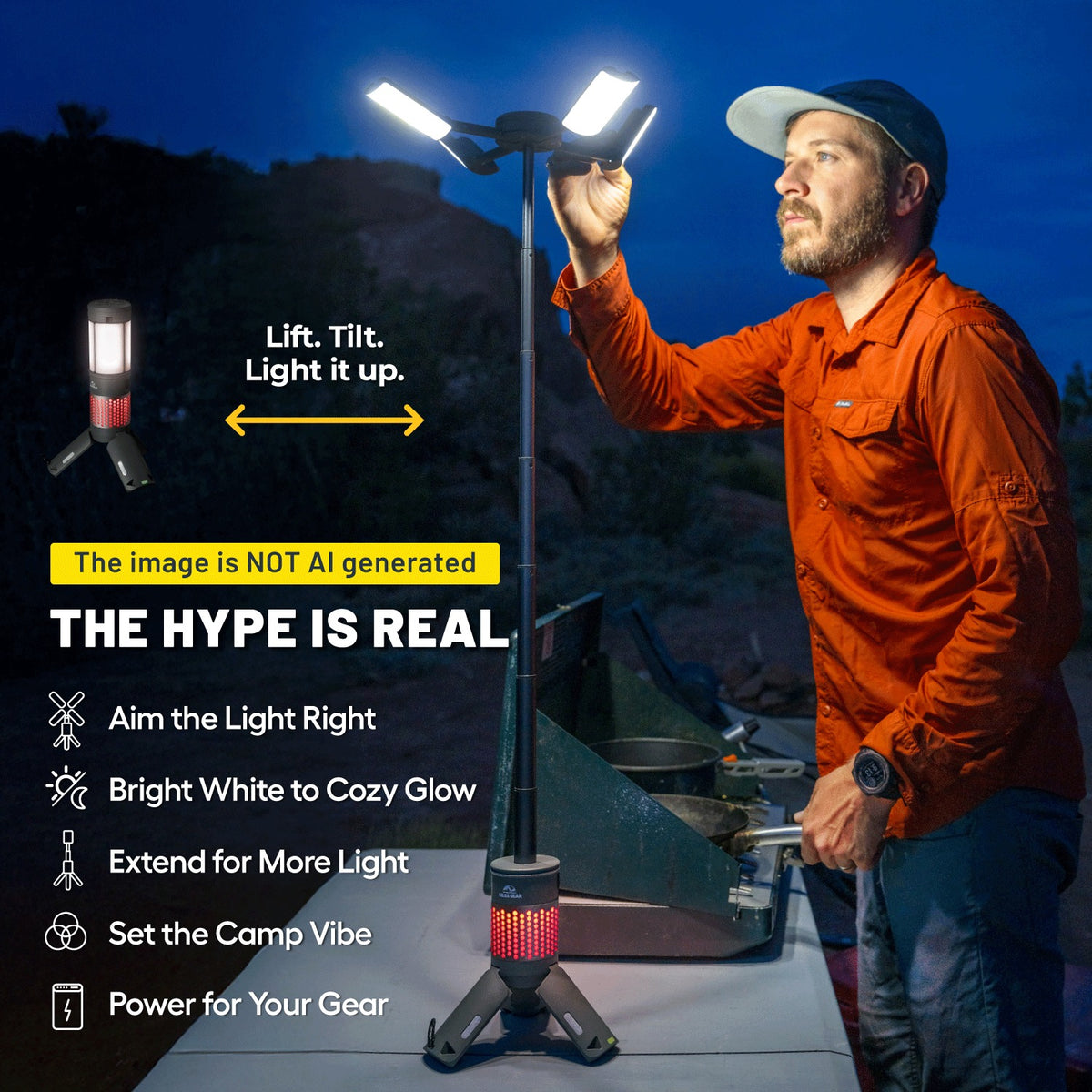 Mroace Telescopic Camping Light With Magnetic Stand