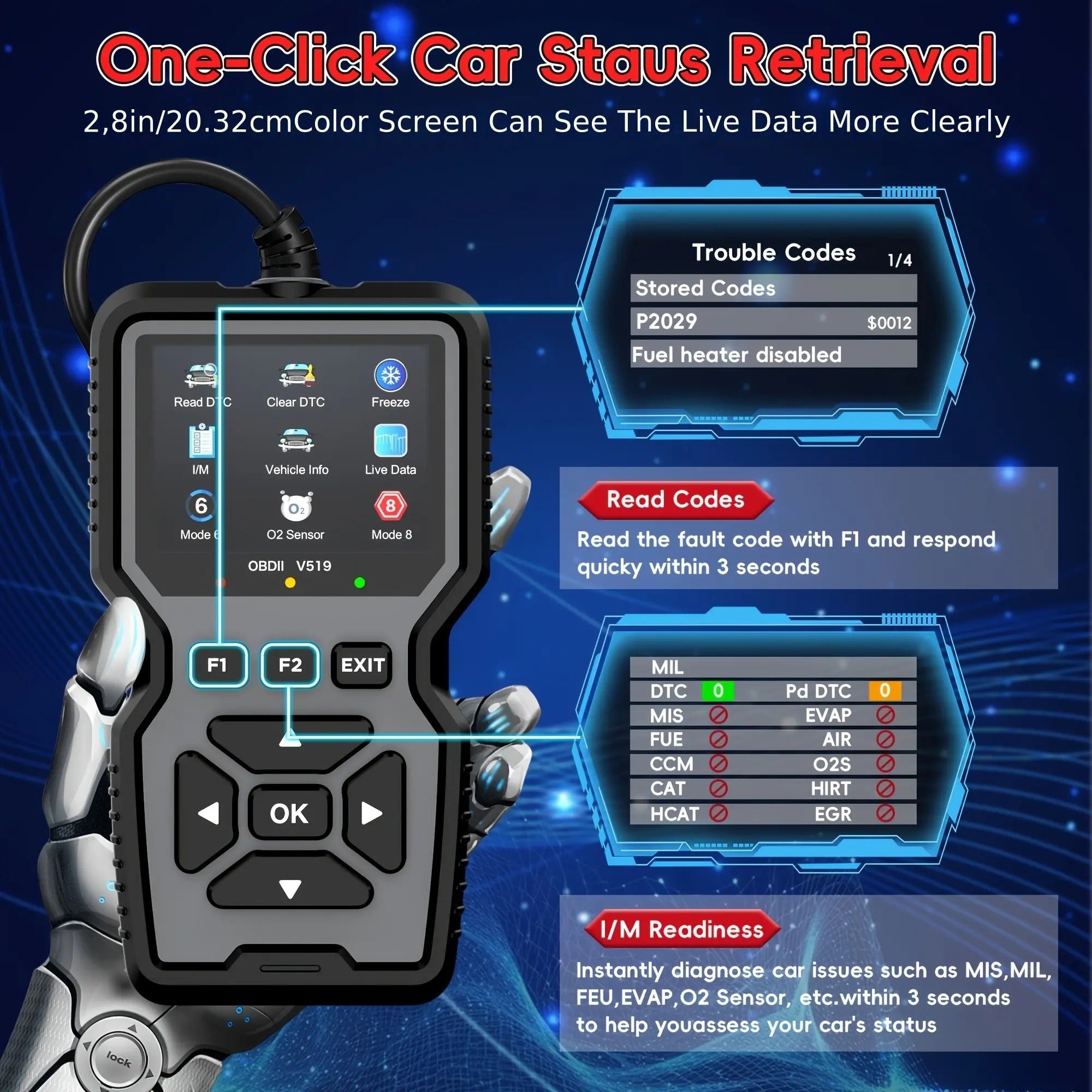 Mroace Handheld OBD Car Diagnostic Scanner