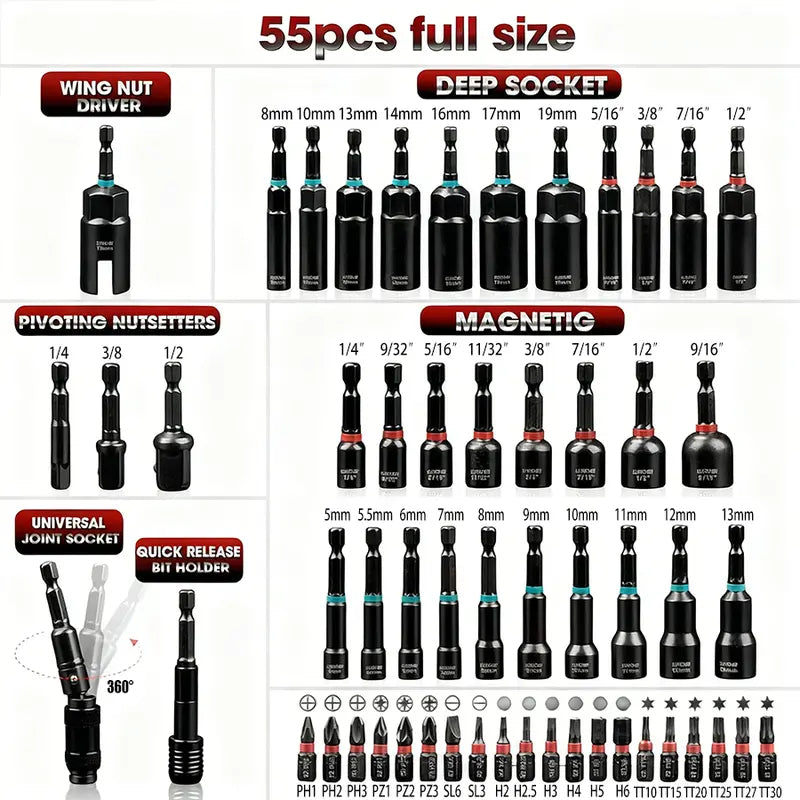 Mroace Heavy Duty Magnetic Impact Nut Driver Set