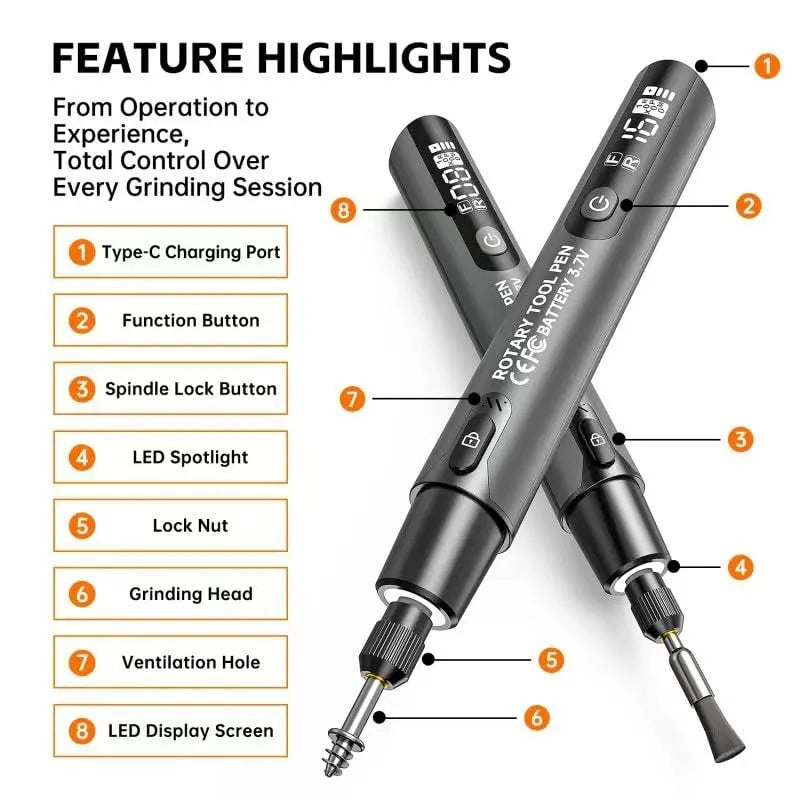 Mroace 6-Speed USB Rechargeable Engraving Pen