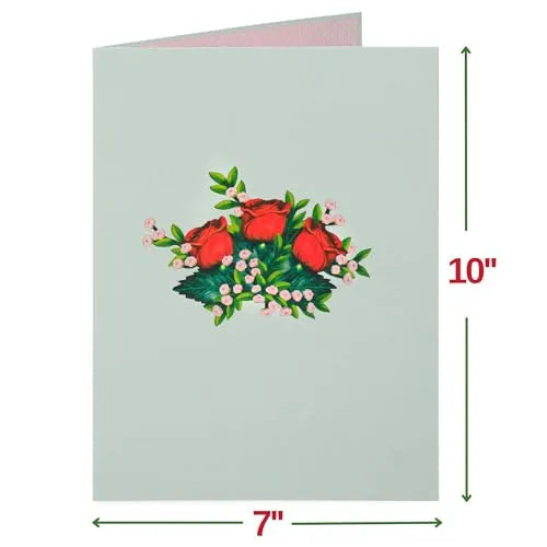 Mroace 3D Pop Up Bouquet Greeting Card with Envelope