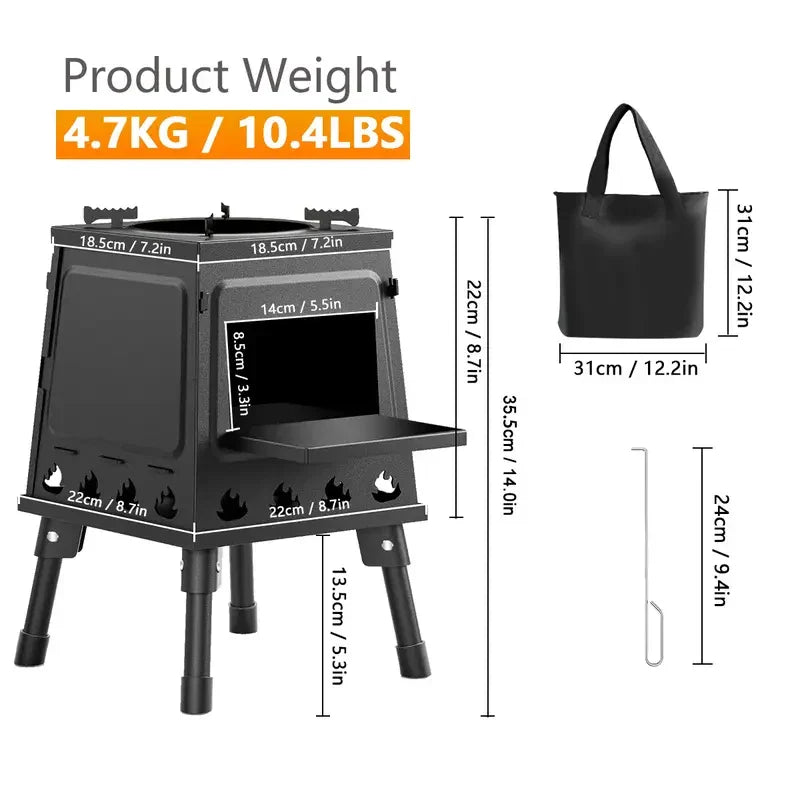 Portable Compact Cast Iron Wood - Image 3