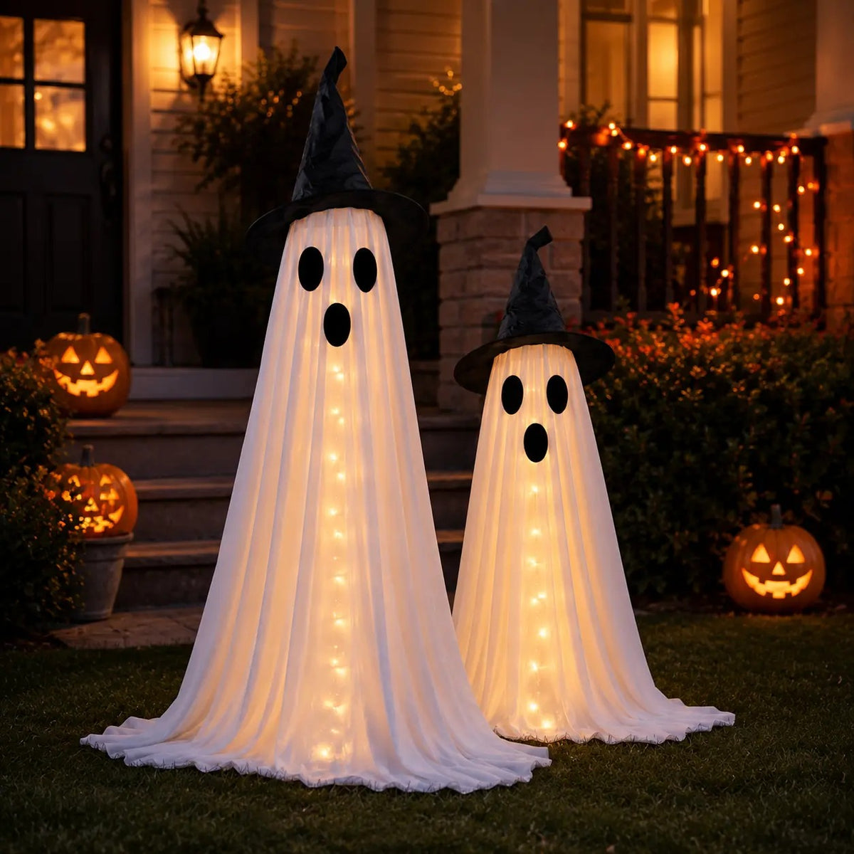 Mroace 2-Piece Battery-Powered LED Ghost String Light Set