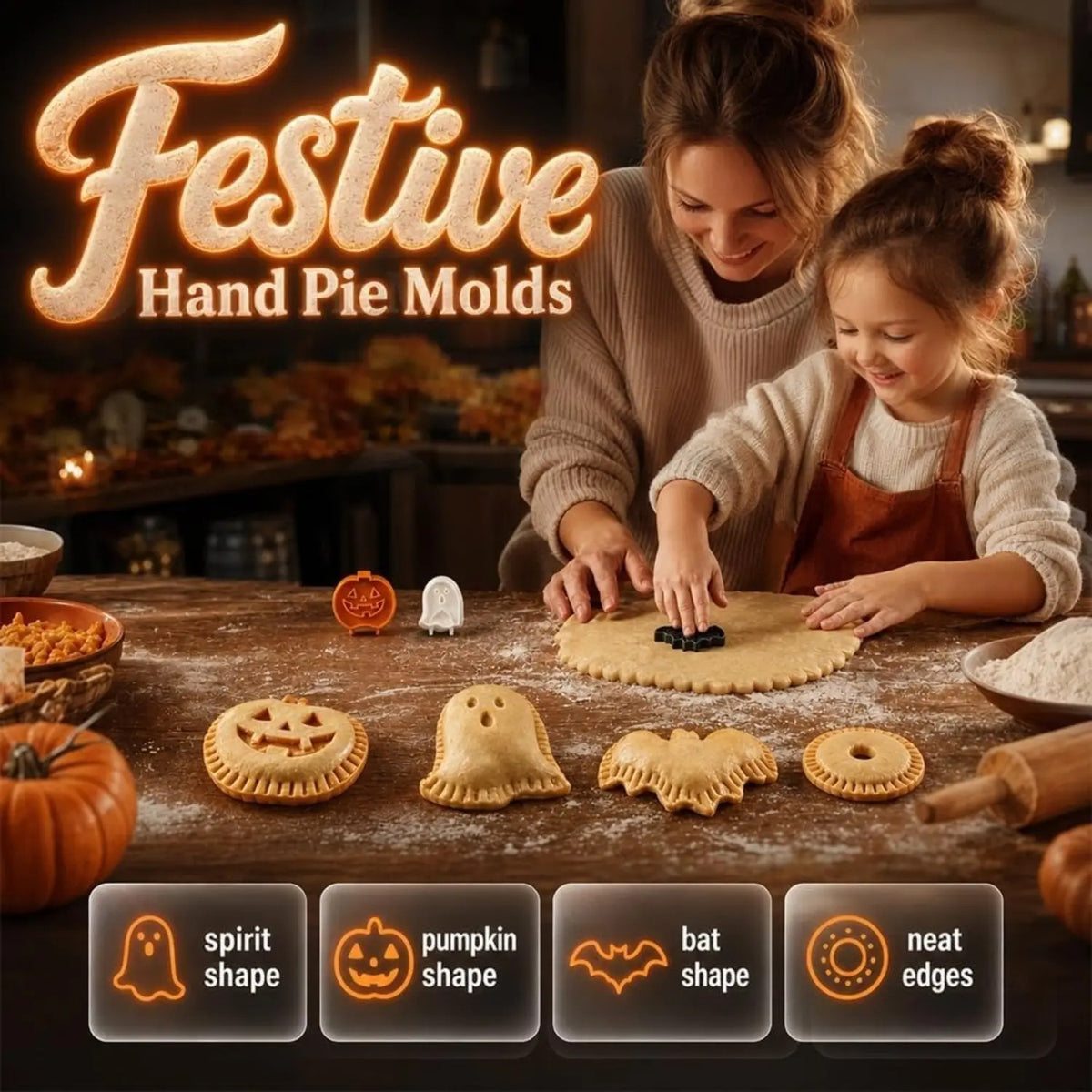 Mroace Halloween Hand Pie Mold Set
