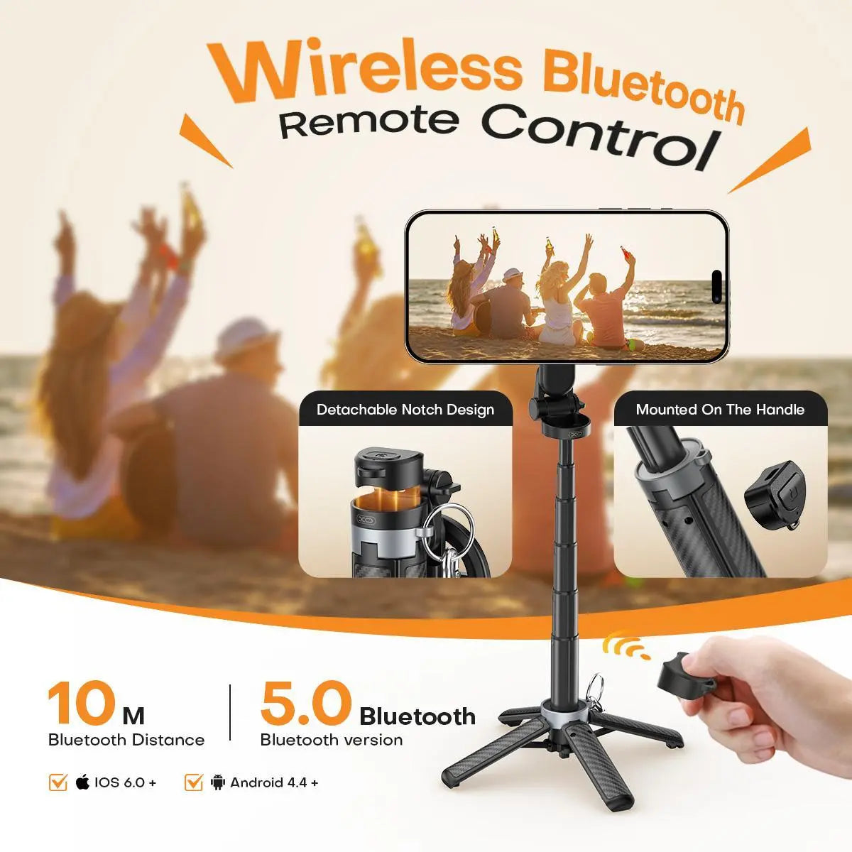Mroace Magnetic Selfie Stick With Bluetooth Remote Control