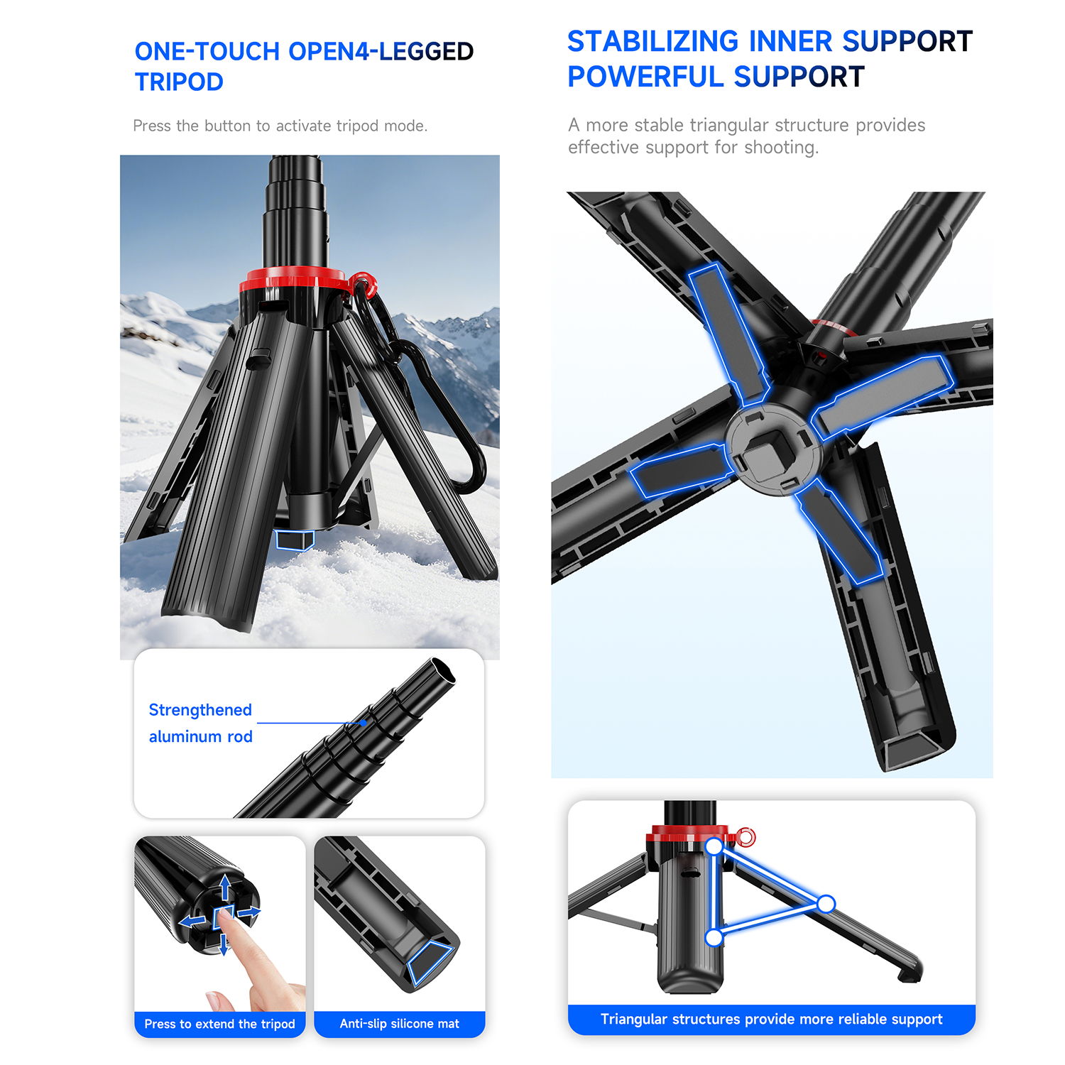 Mroace 4-in-1 Multifunctional Magnetic Selfie Stick