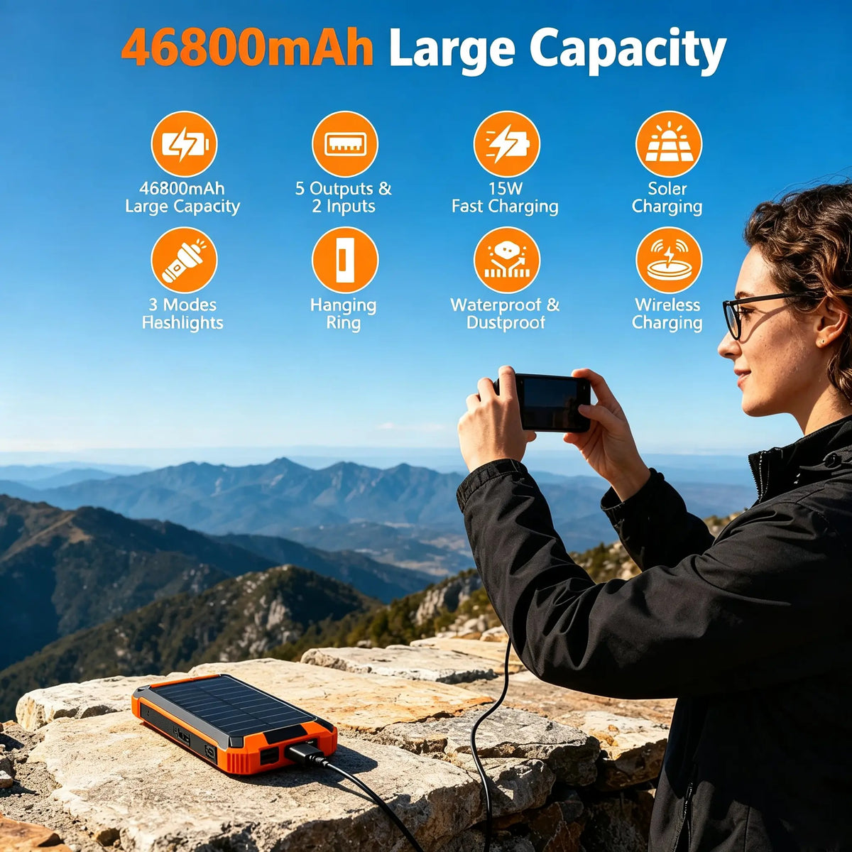 Mroace Solar Wireless Portable Power Bank
