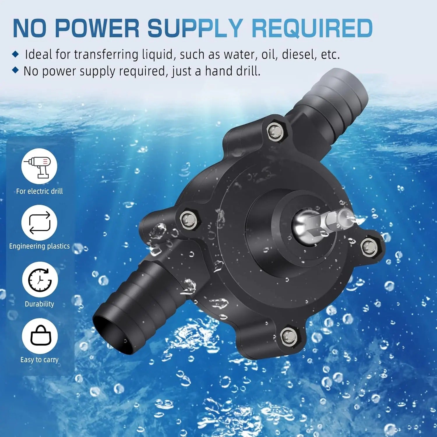 Mroace Drill Powered Self Priming Liquid Transfer Pump