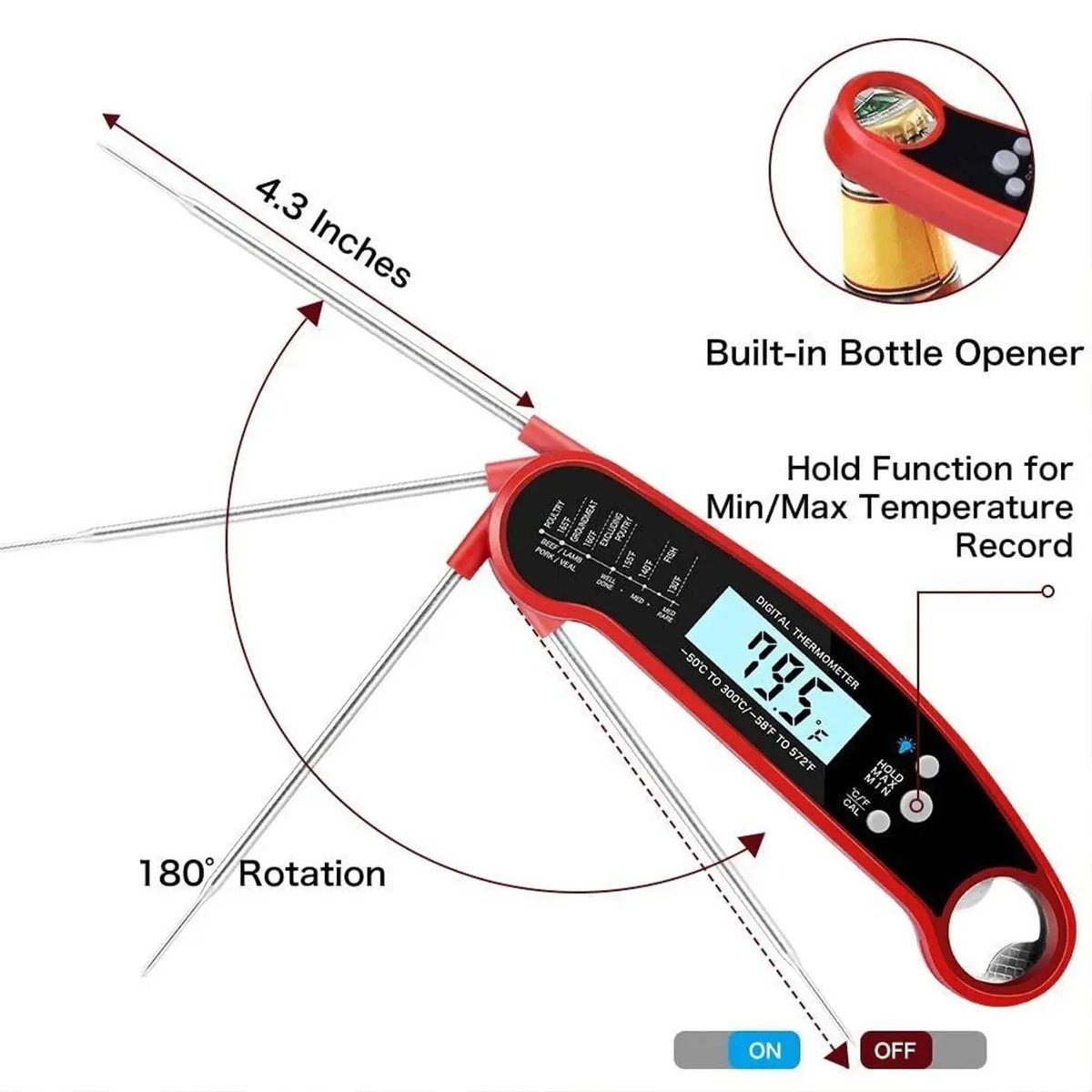 Mroace Waterproof Digital Kitchen Thermometer