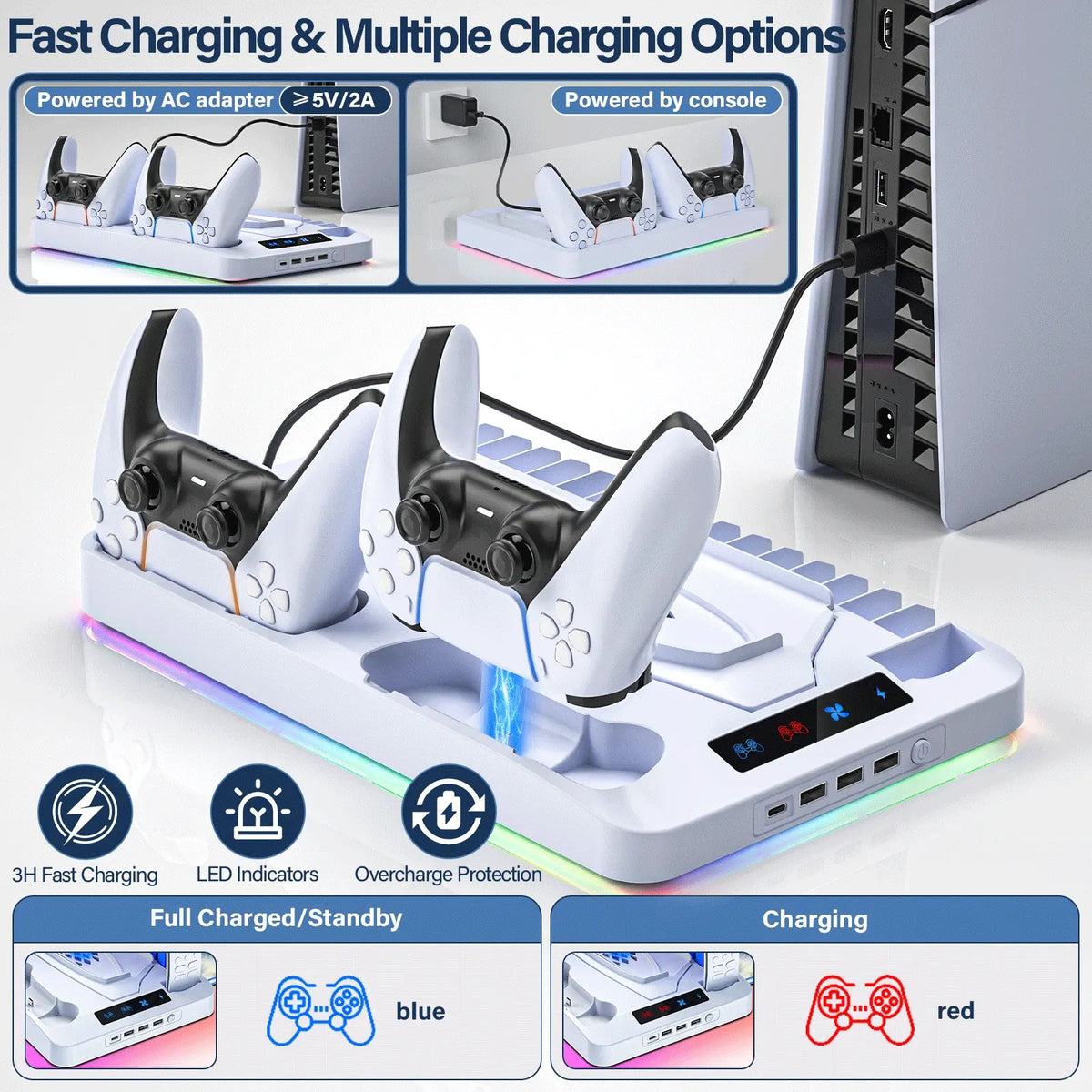 Mroace Console Cooling Station With Dual Controller Charger