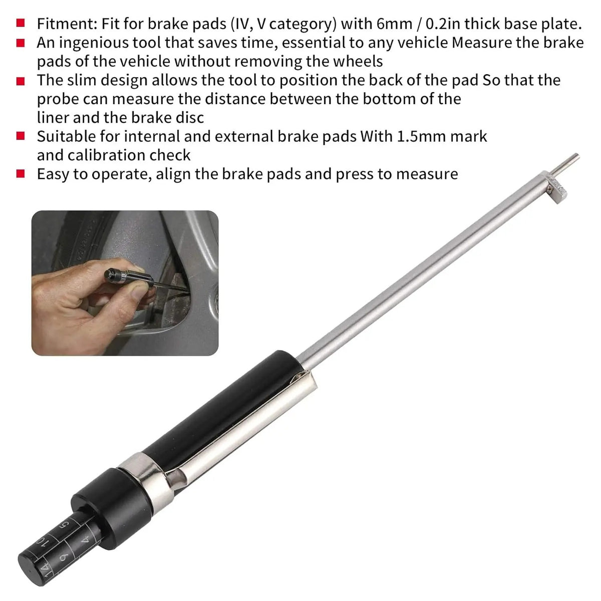 Mroace Precision Brake Pad Thickness Gauge Tool