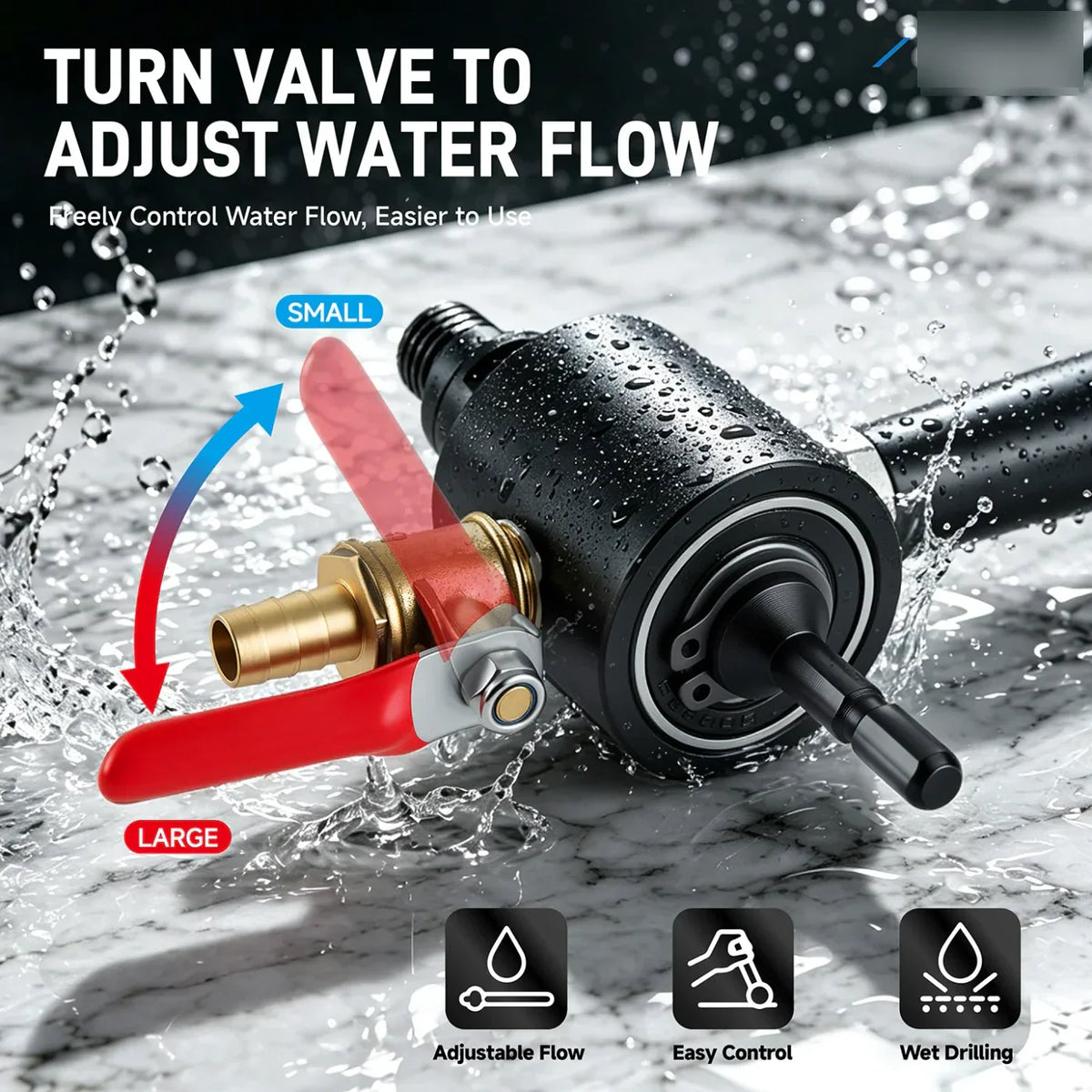 Hand Drill Water Injection Device with Adjustable Valve - Image 4