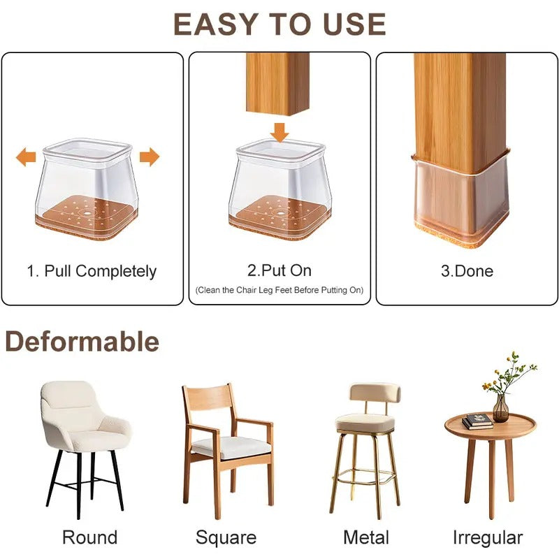 Mroace Noise Reducing Silicone Chair Leg Protectors