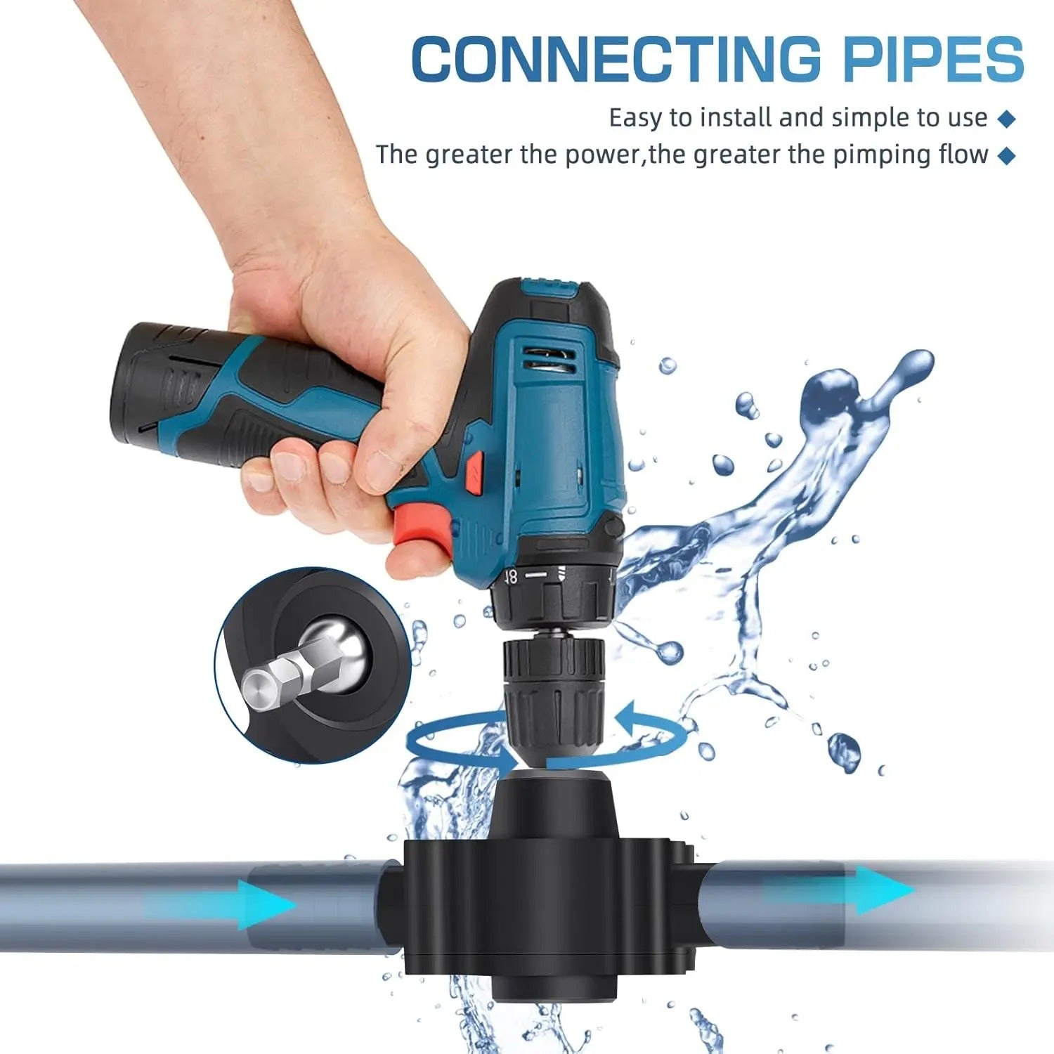 Mroace Drill Powered Self Priming Liquid Transfer Pump