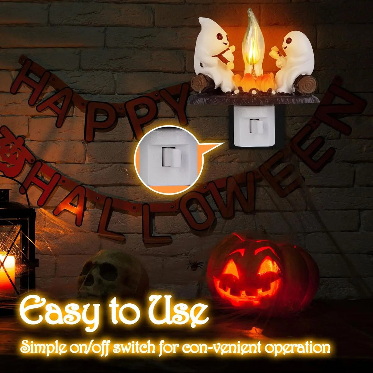 Mroace Ghost Campfire Flickering LED Night Light