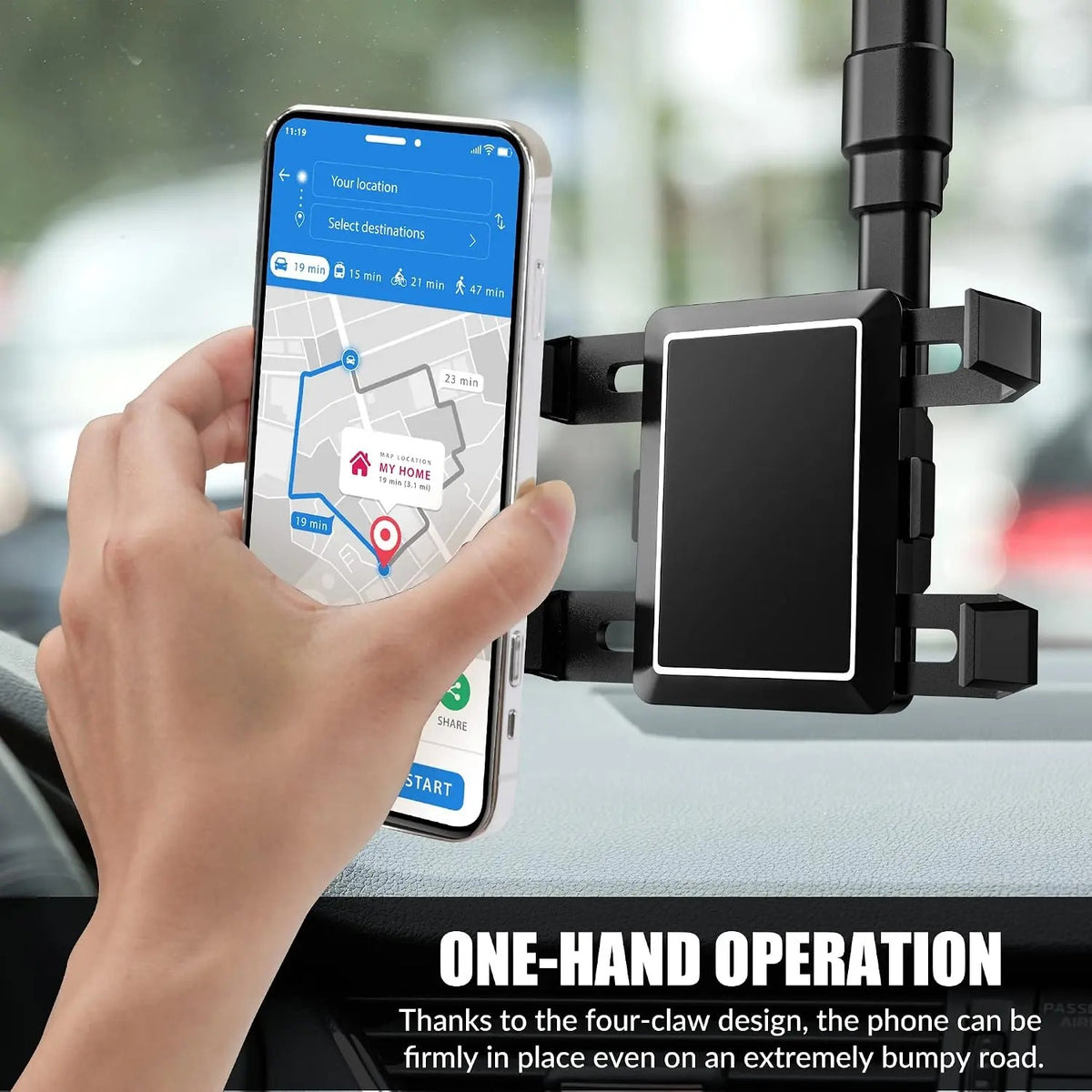 Mroace Rotatable Retractable Rear View Mirror Phone Holder