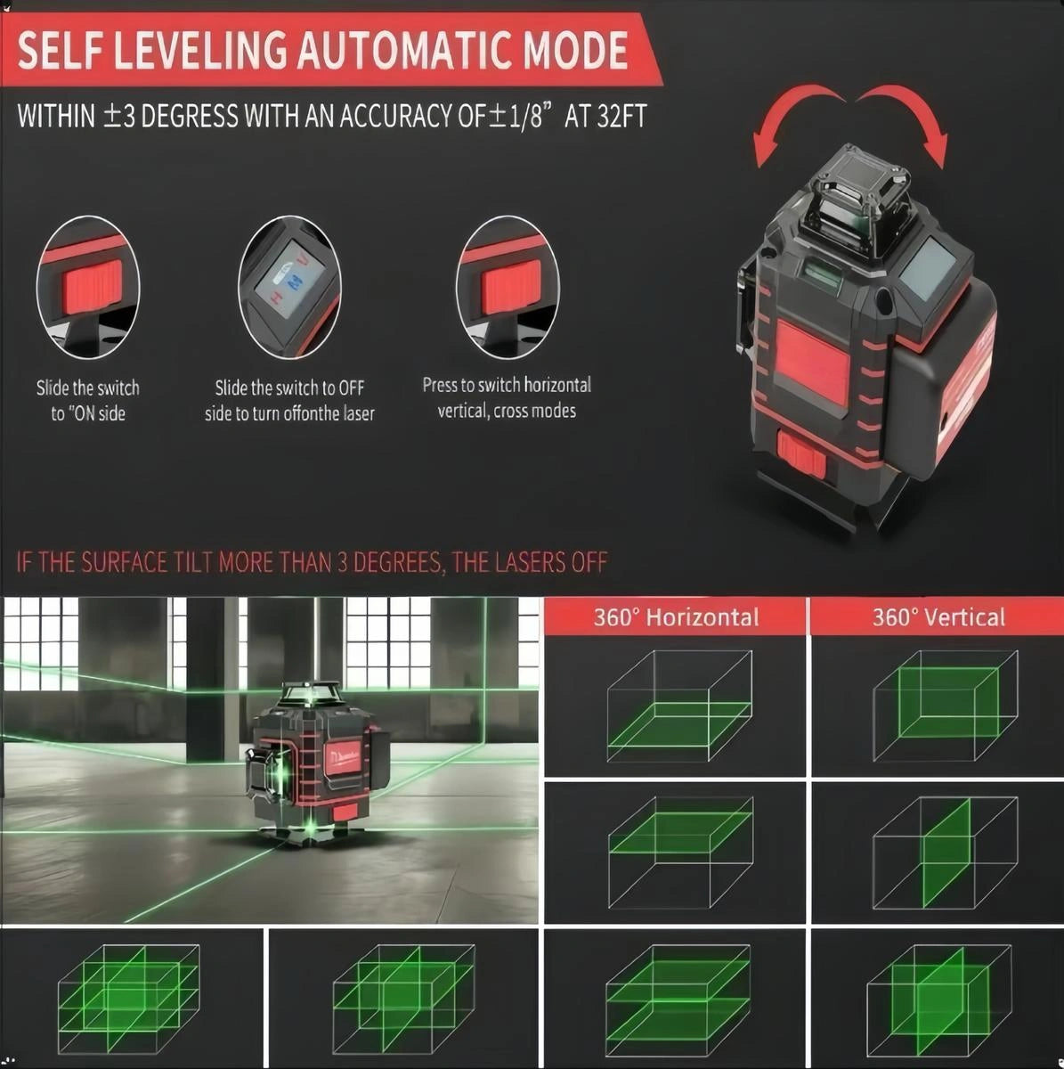 Mroace Precision Green Line Laser Level