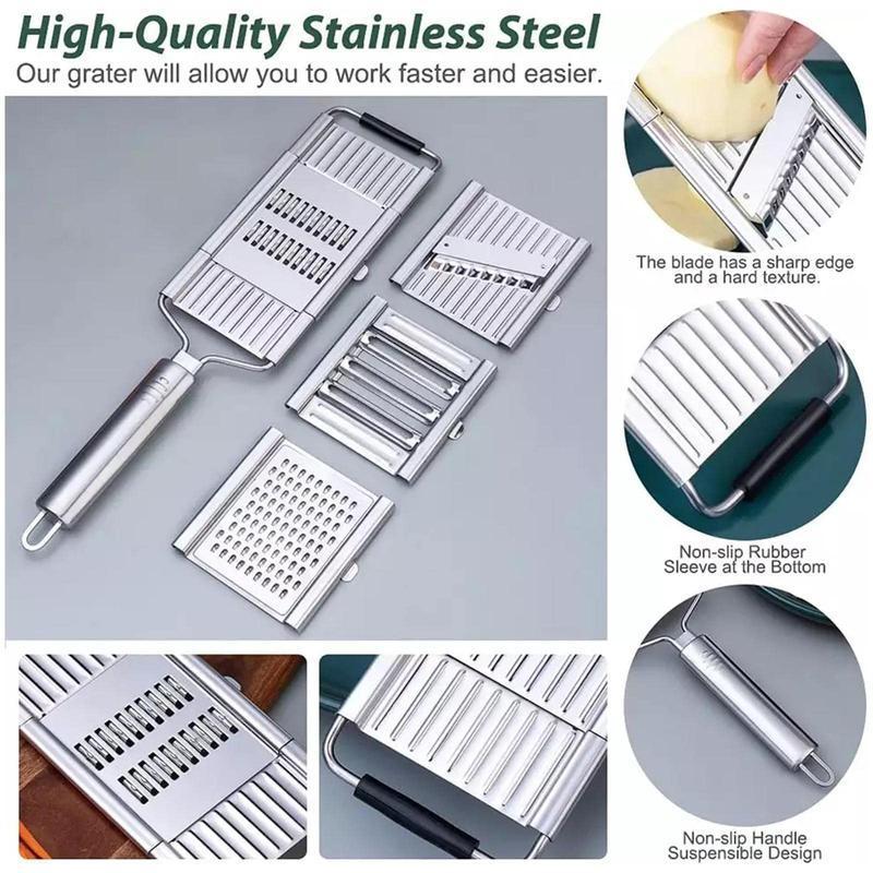 Mroace 4-in-1 Stainless Steel Vegetable Chopper & Cheese Grater