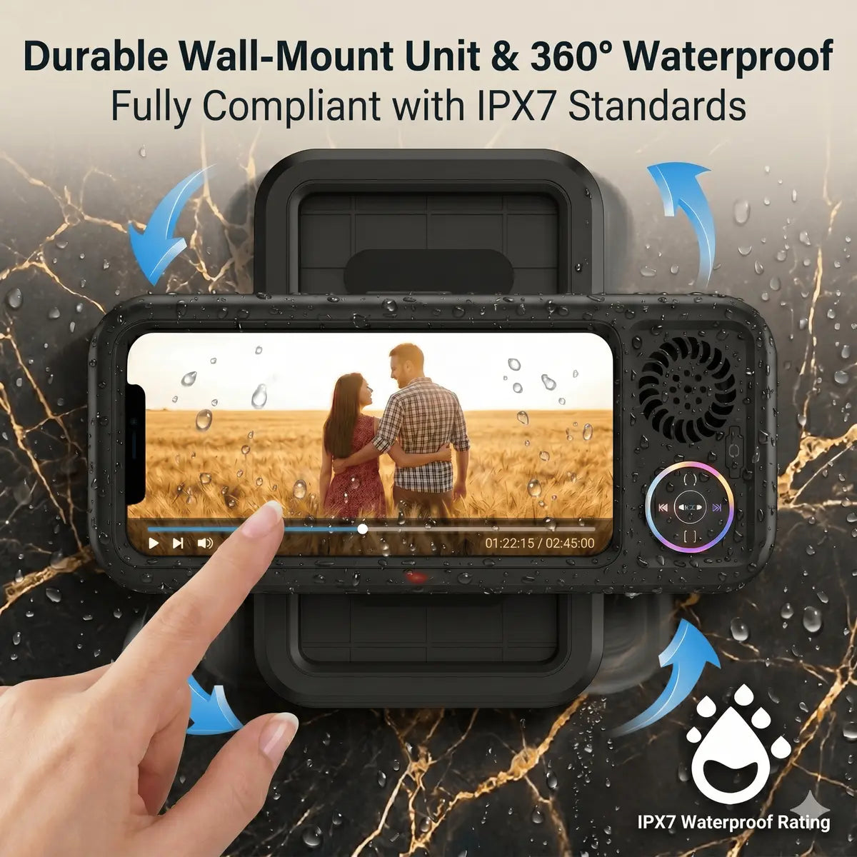 Mroace Waterproof Shower Phone Holder With Bluetooth Speaker