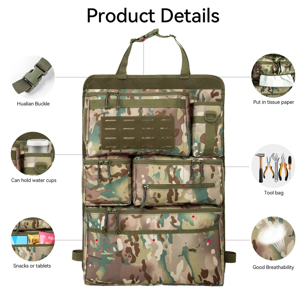 Mroace Tactical Modular Car Seat Organizer Bag