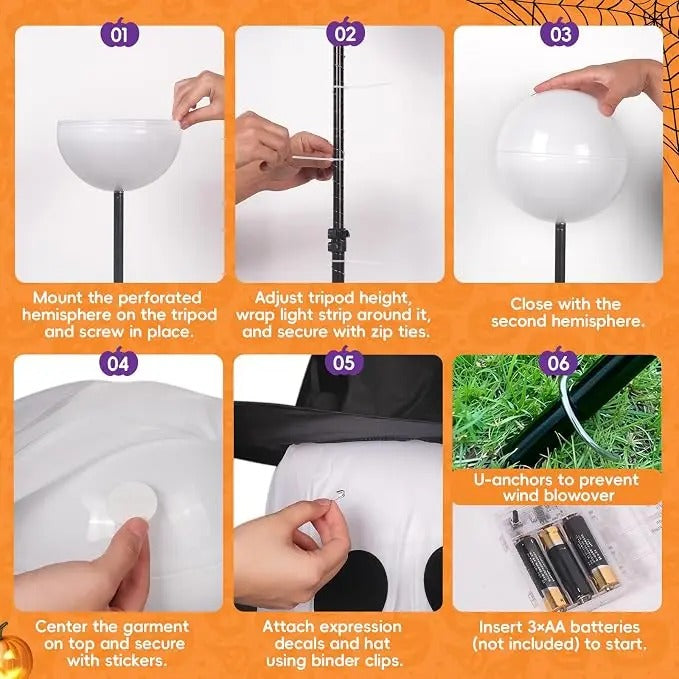 Mroace 2-Piece Battery-Powered LED Ghost String Light Set
