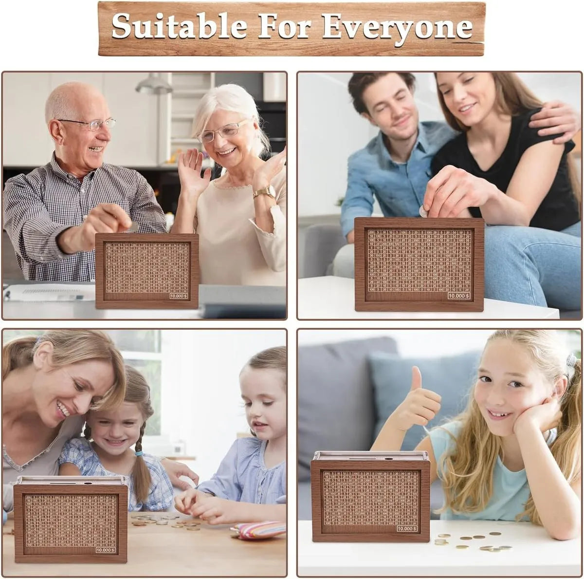 Mroace Wooden Digital Counting Coin Bank Savings Box