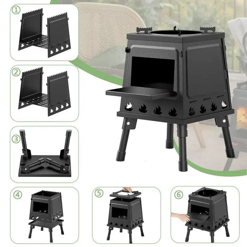 Portable Compact Cast Iron Wood - Image 5