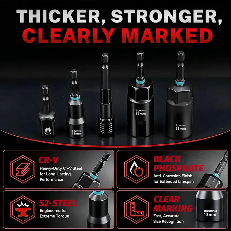 Mroace Heavy Duty Magnetic Impact Nut Driver Set