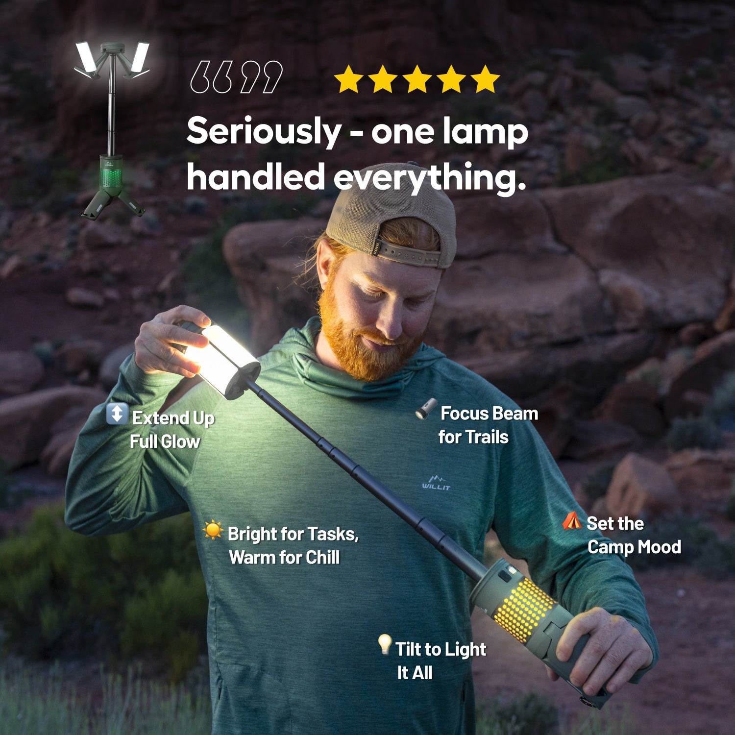 Mroace Telescopic Camping Light With Magnetic Stand