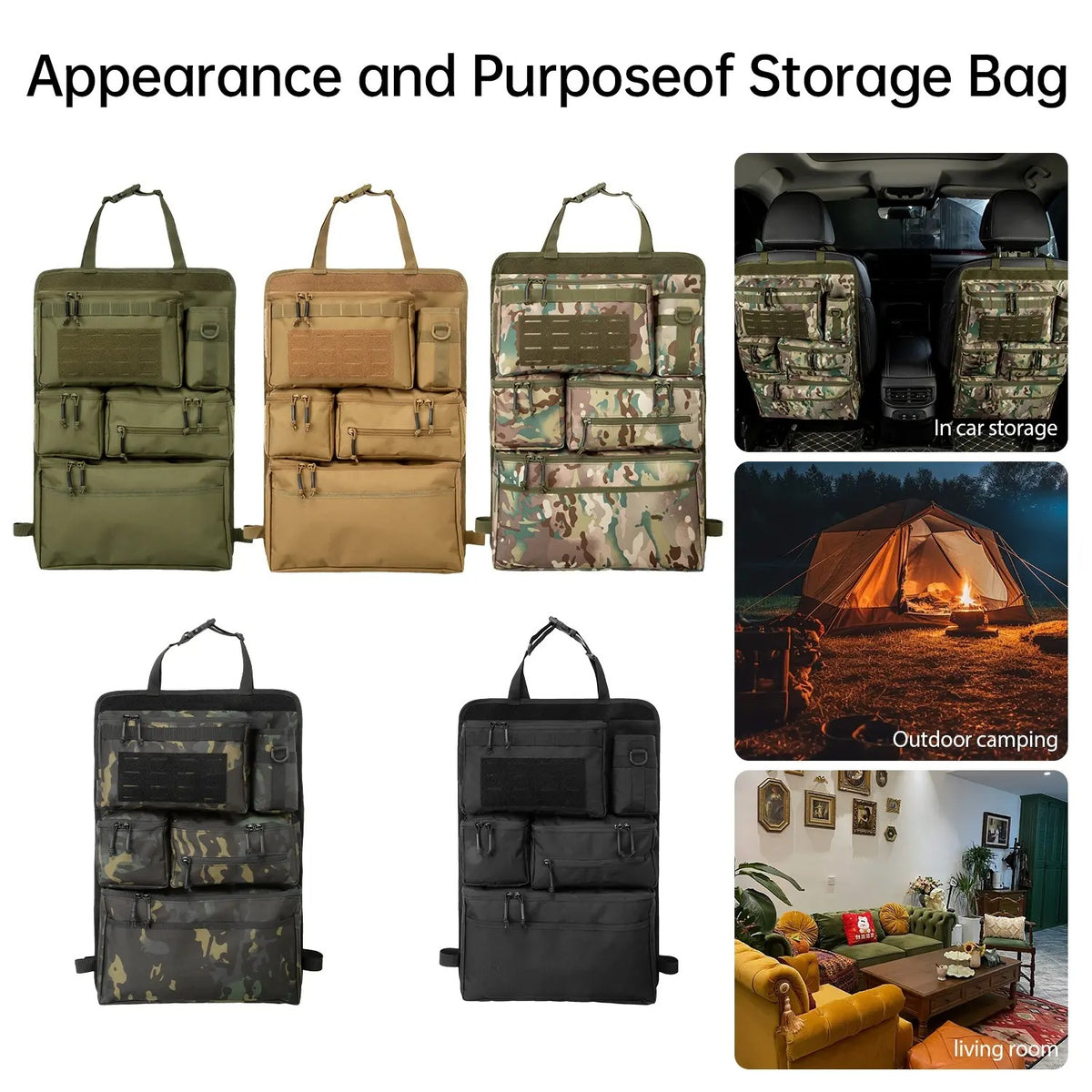Mroace Tactical Modular Car Seat Organizer Bag