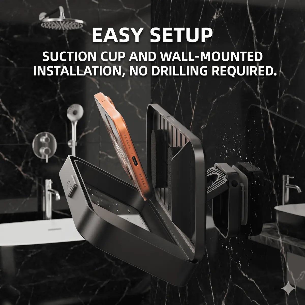 Mroace Waterproof Shower Phone Holder With Bluetooth Speaker