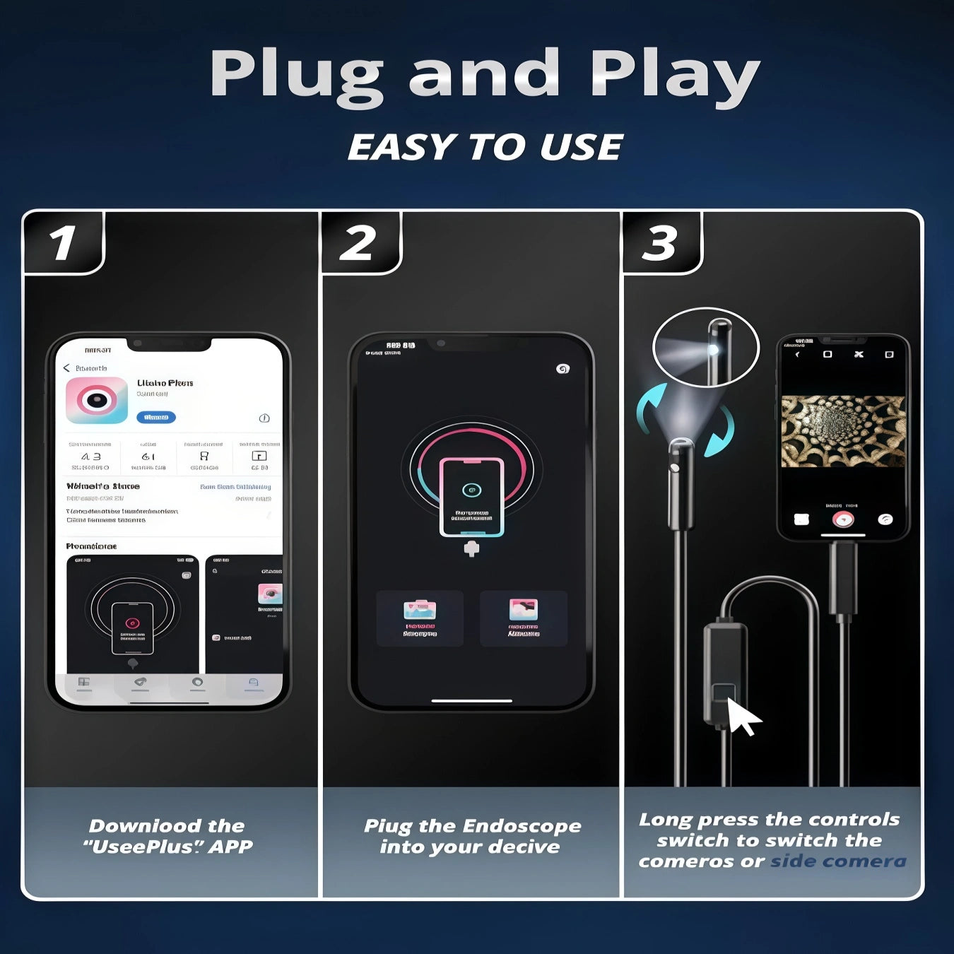 Mroace Dual Lens HD Endoscope Camera