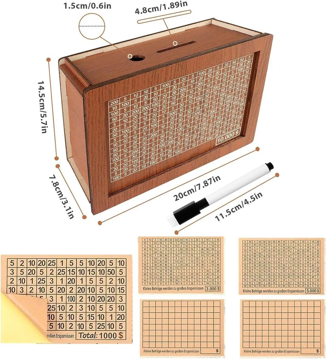 Mroace Wooden Digital Counting Coin Bank Savings Box