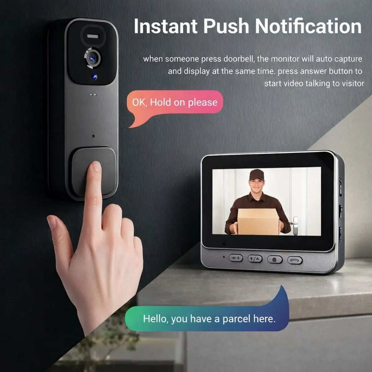 Mroace No WiFi Video Doorbell with Screen