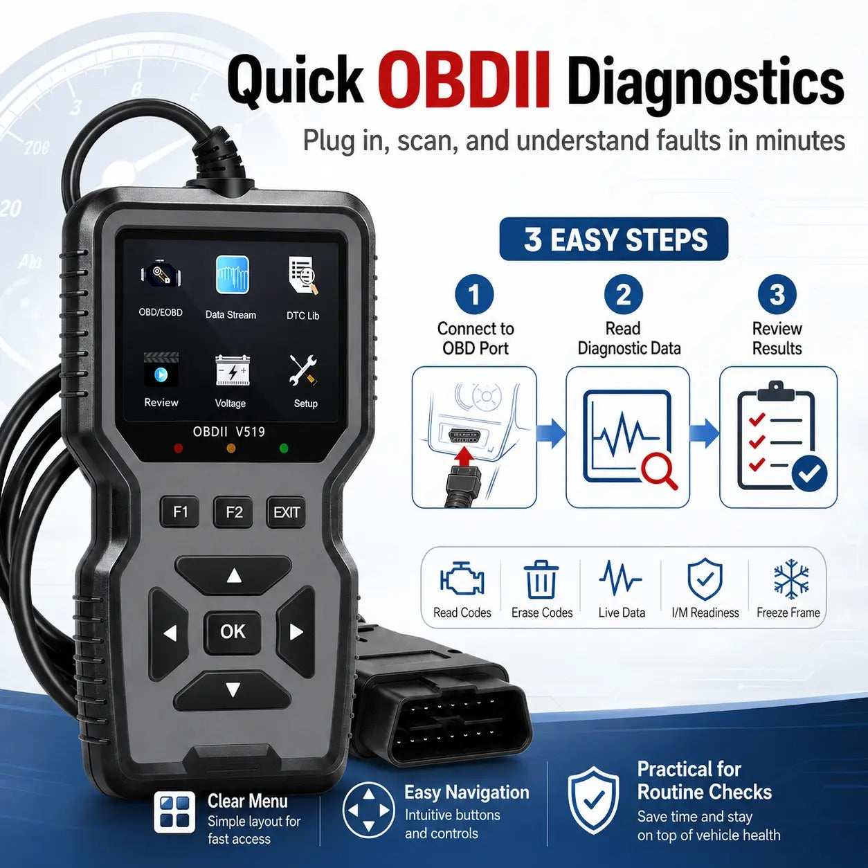 Mroace Handheld OBD Car Diagnostic Scanner