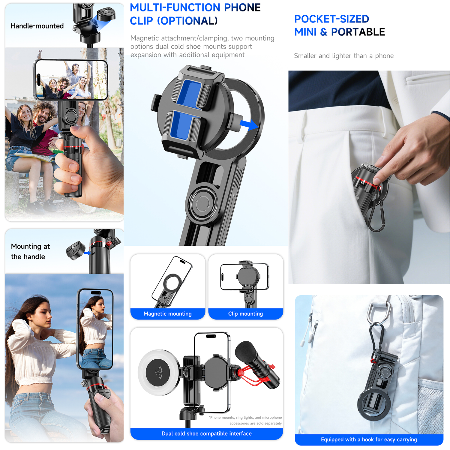 Mroace 4-in-1 Multifunctional Magnetic Selfie Stick