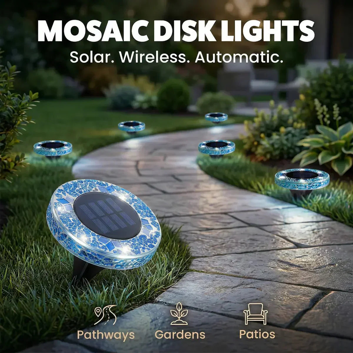 Mroace Waterproof Solar Mosaic Disk Lights