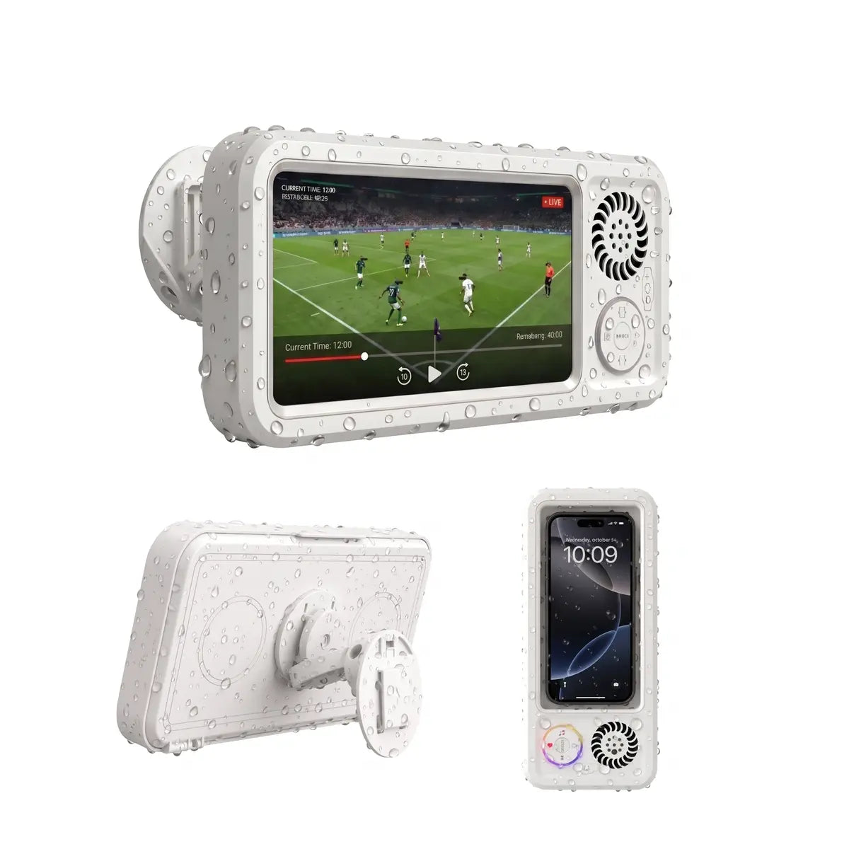 Mroace Waterproof Shower Phone Holder With Bluetooth Speaker