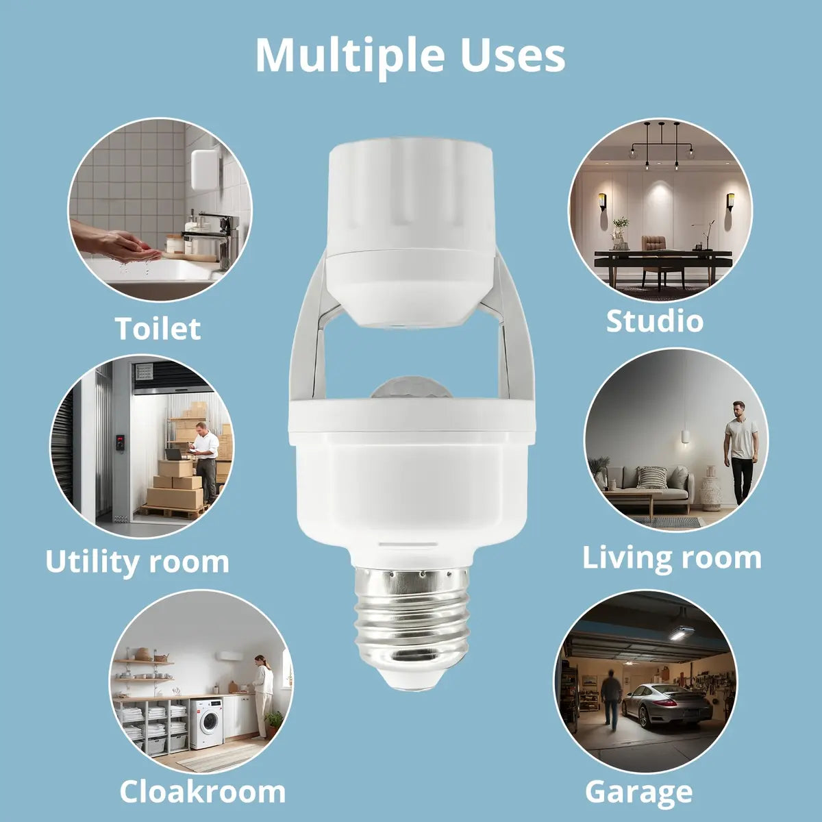 Mroace Adjustable Motion Sensor Bulb Socket Adapter