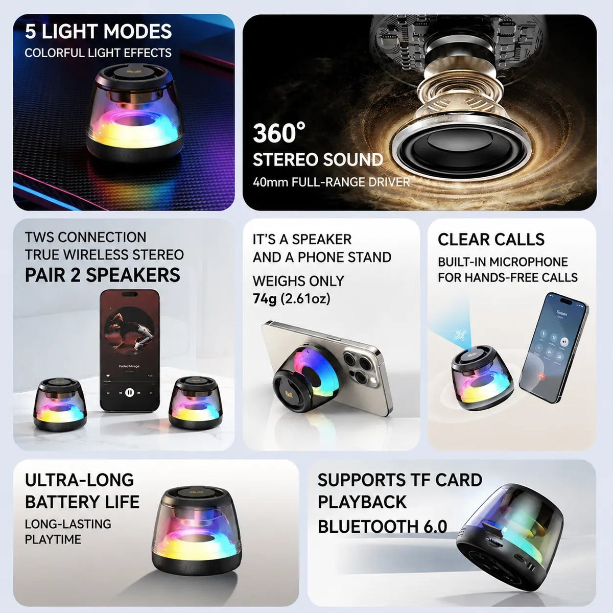 Mroace Magnetic RGB Bluetooth Speaker